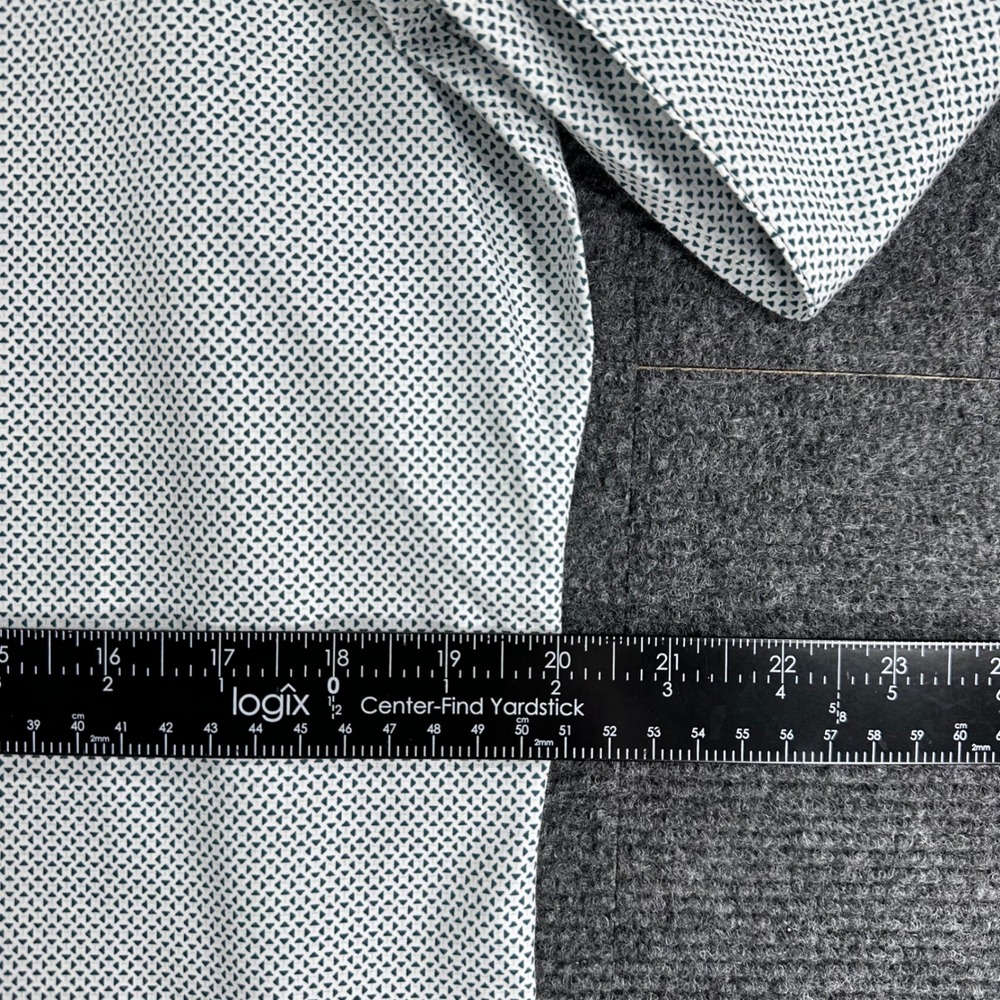 Banana Republic Button Down Mens L Large Tall Grey Geometric Non-Iron Slim Fit - Picture 12 of 14